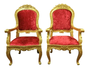 Louis XV Style Giltwood Armchairs - A Pair