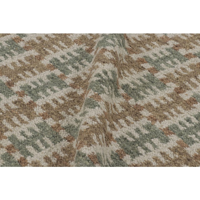 Textile Rug & Kilim’s Scandinavian Style Square Flatweave With Brown and Blue Geometry For Sale - Image 7 of 10
