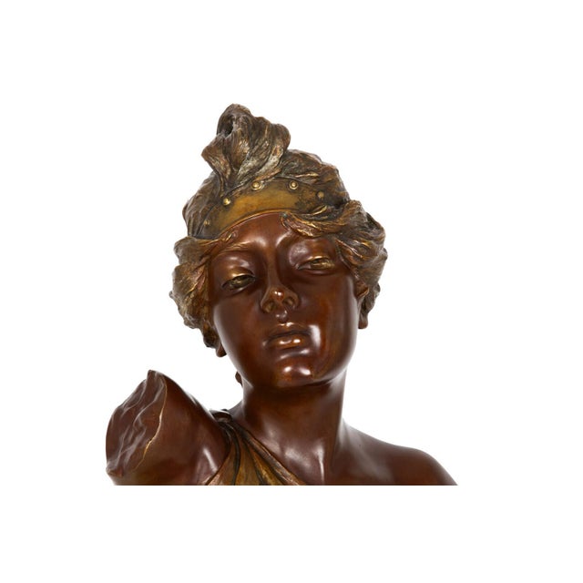 Metal Emmanuel Villanis Bronze Sculpture Bust of Thais For Sale - Image 7 of 17