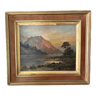Framed Oil on Board Mountains Landscape Scene, Early 20th Century For Sale