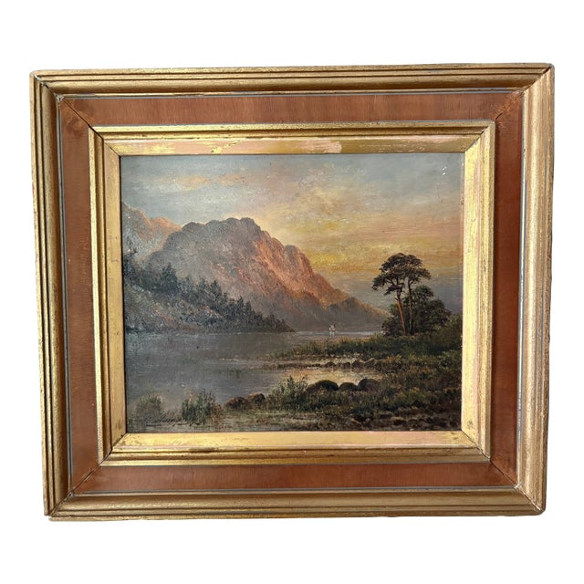 Framed Oil on Board Mountains Landscape Scene, Early 20th Century For Sale
