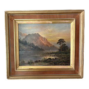 Framed Oil on Board Mountains Landscape Scene, Early 20th Century