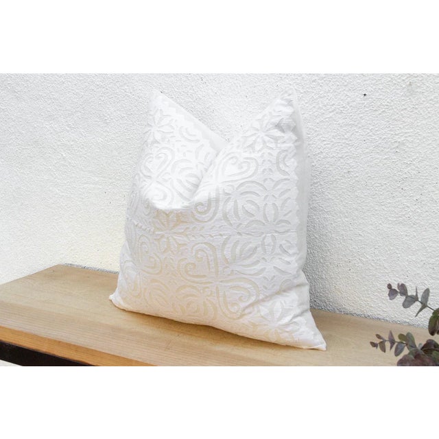 1990s Rustic Oat Euro Applique Pillow Cover For Sale - Image 5 of 7