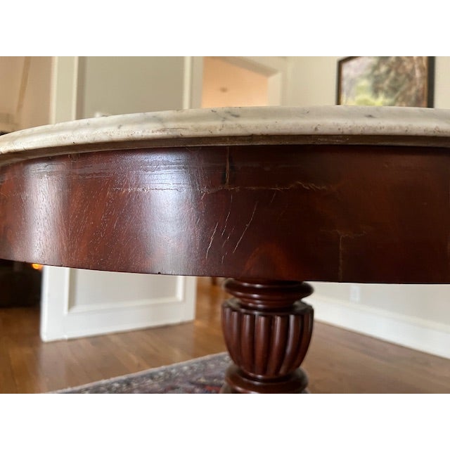 Antique 36" Marble Top Mahogany Center Table For Sale - Image 12 of 12