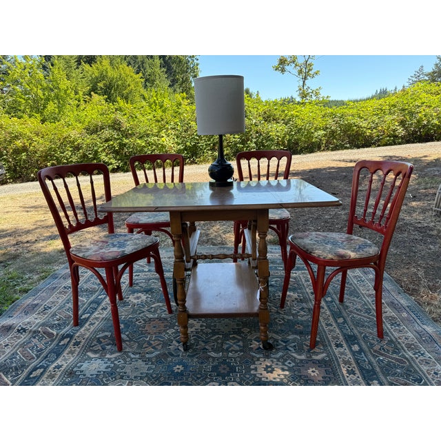 Vintage Thonet Style Bentwood Bistro Chairs With Grape Leaf Upholstery For Sale - Image 4 of 10