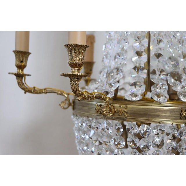 Gilded Bronze and Crystal Chandelier with 10 Bulbs, Late 19th Century For Sale - Image 14 of 16