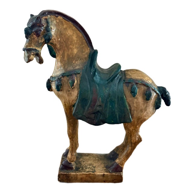 Large Polychrome Tang Horse Statue For Sale