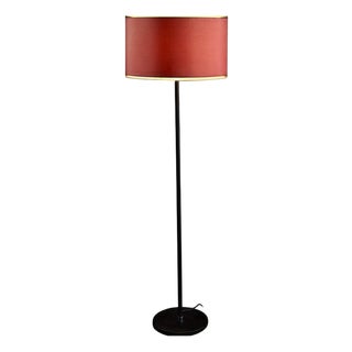 Floor Lamp with Bordeaux Shade and Leather Base from Staff Leuchten, 1970s For Sale