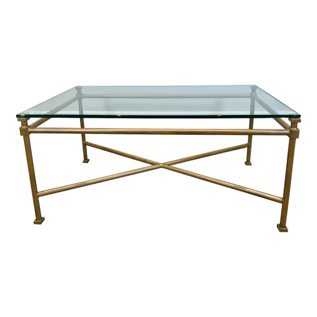 Vintage Niermann Weeks Italian Style Glass Top Coffee Table For Sale
