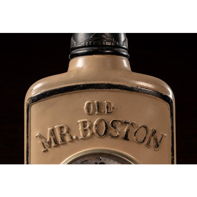 Vintage Old Mr. Boston Advertising Bottle Display W. Gilbert 8-Day Clock For Sale - Image 4 of 9