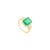 Art Deco 14k Solid Gold Three Stone Double Prong Set Emerald Ring Size 8 For Sale - Image 3 of 11
