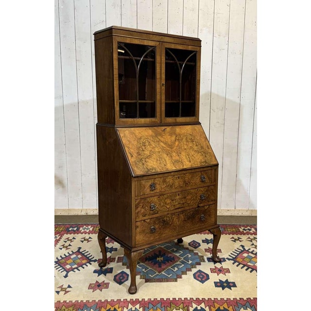 Brown English Writing Desk in Walnut Burl, 1930s For Sale - Image 8 of 18