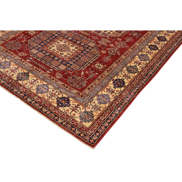 Southwestern Super Kazak Red/Tan Wool Rug - 6'8'' X 9'11'' For Sale - Image 4 of 10
