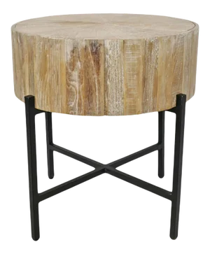 Mia Round Wood & Iron Side Table