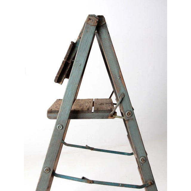 Vintage Wooden Platform Ladder For Sale - Image 10 of 13