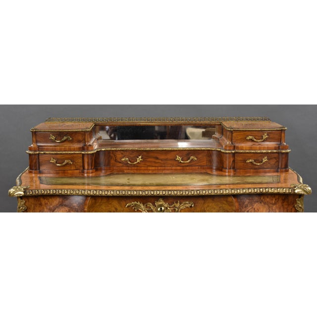19th Century Victorian Burr Walnut Writing Table, 1860s For Sale - Image 9 of 18