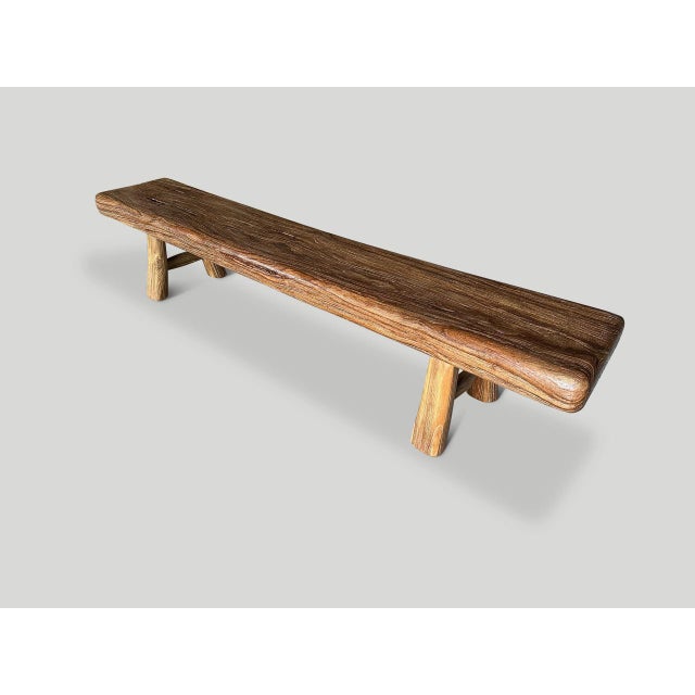 Andrianna Shamaris Mid Century Couture Teak Wood Bench For Sale - Image 16 of 18