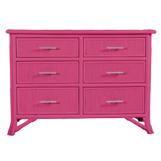 David Francis Aruba Six-Drawer Dresser - Bright Pink For Sale - Image 4 of 8