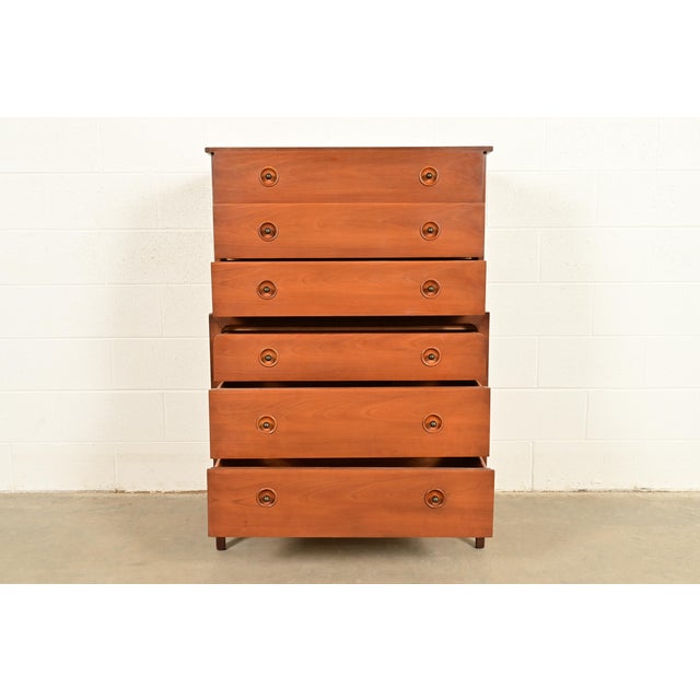 1950s John Van Koert for Drexel Counterpoint Mid-Century Modern Sculpted Walnut Highboy Dresser, 1950s For Sale - Image 5 of 18
