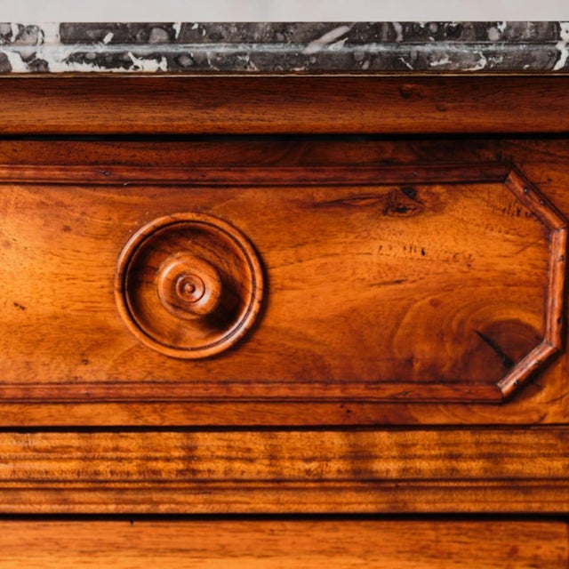 Wood 19th Century French Walnut Chest of Drawers With Marble Top For Sale - Image 7 of 14