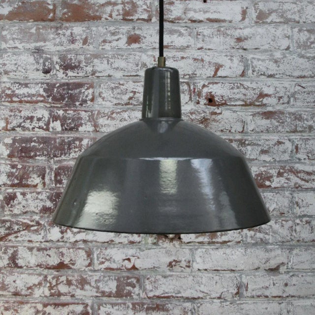 Vintage Industrial Brown Enamel Pendant Light For Sale - Image 4 of 5