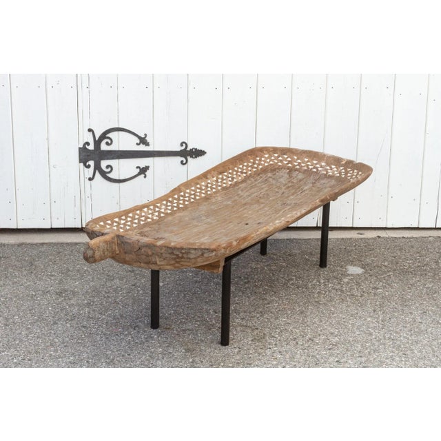 Brown Naga Trough Table With Mother of Pearl Inlay For Sale - Image 8 of 12