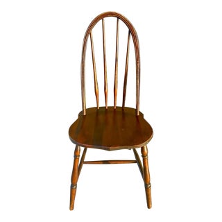 Vintage 1900s Wood Bow Back Windsor Chair For Sale