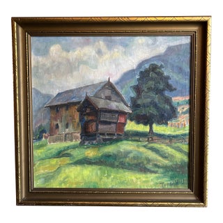Vintage Swedish Landscape Oil Painting by Ture Holm, Mid-20th Century For Sale