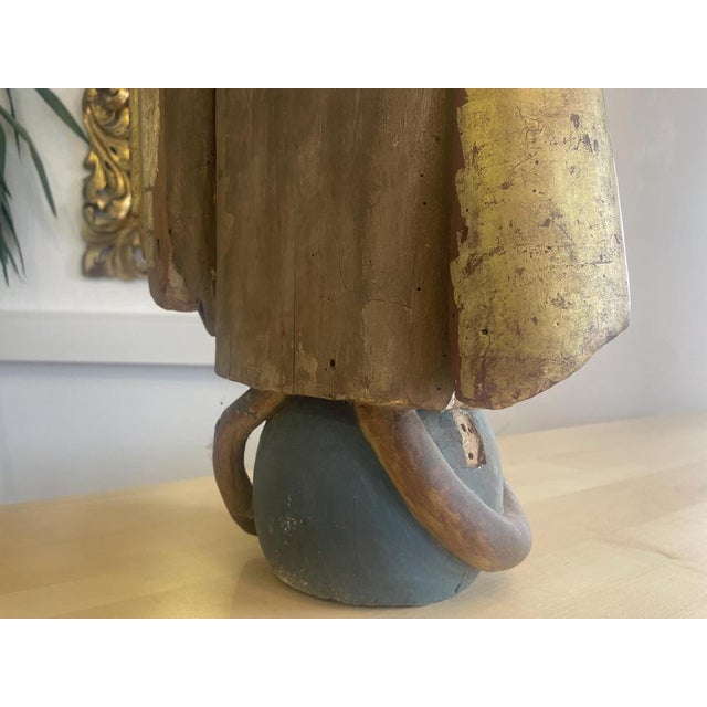 Gold Baroque Wooden Figure of Madonna and Child For Sale - Image 8 of 18