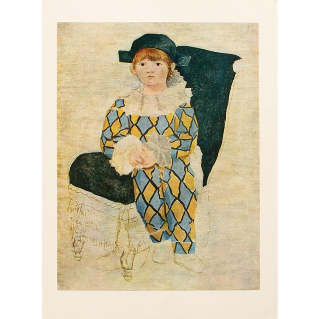 Portraiture 1971 After Pablo Picasso "Paul as Harlequin", Period Parisian Full-Color Print For Sale - Image 3 of 8