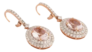Natural morgenite 4.82cts & diamond 2.05cts earring in 18k gold