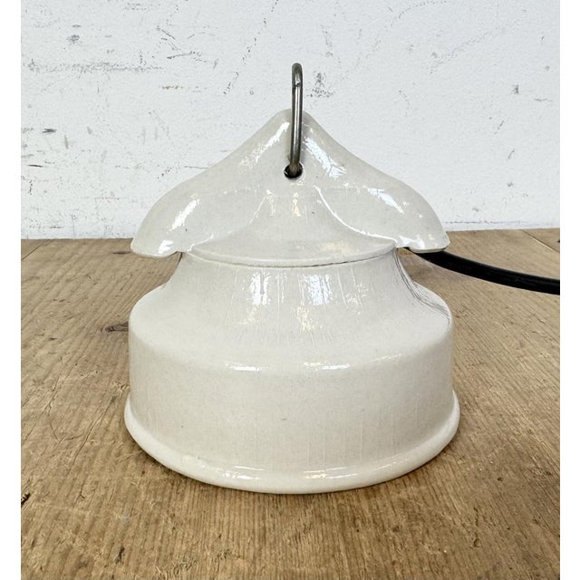 Vintage White Porcelain Pendant Light, 1970s For Sale - Image 13 of 14