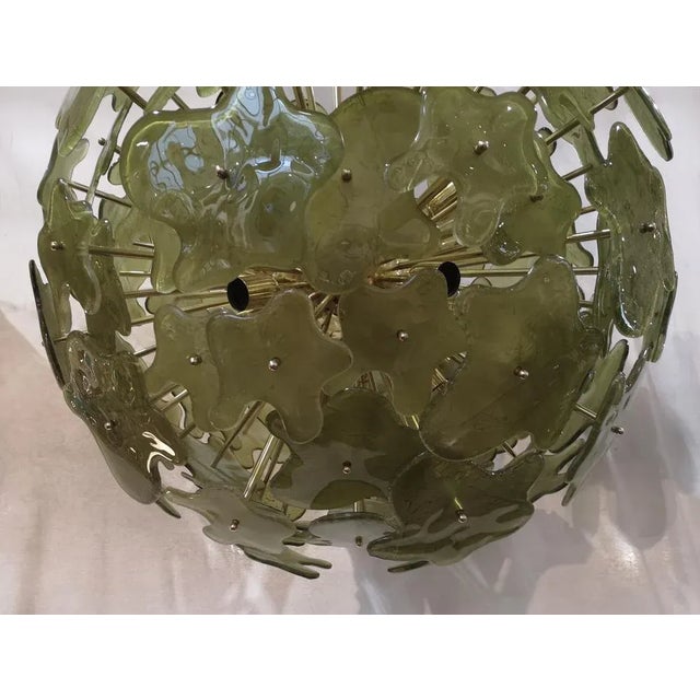 Metal Vintage Sputnik Green Chandelier in Murano Art Glass, 2000 For Sale - Image 7 of 9