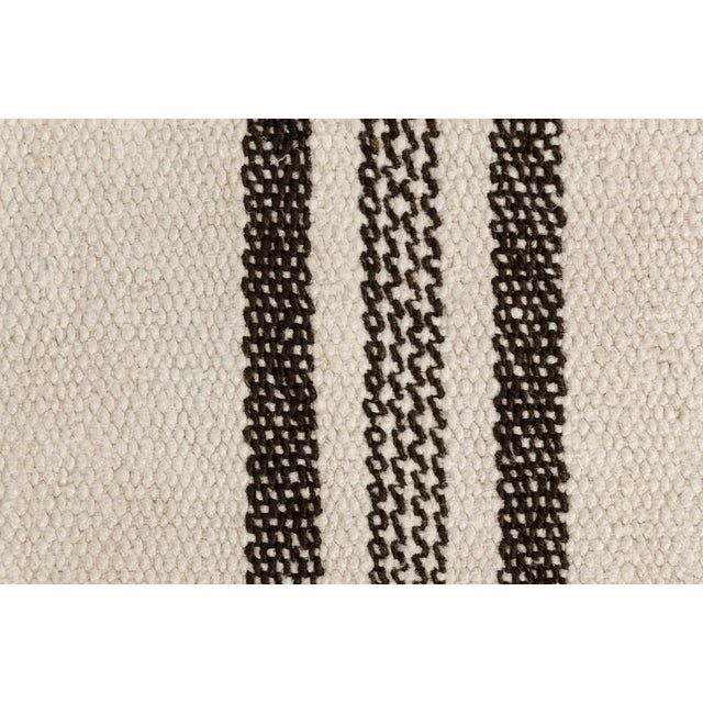 Oushak Anatolian Wool Stripe Kilim Rug For Sale - Image 6 of 9