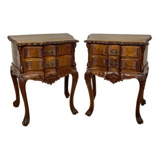 Pair of Spanish Carved Louis XV Style Bedside Tables in Oak, 20th Century For Sale