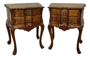 Pair of Spanish Carved Louis XV Style Bedside Tables in Oak, 20th Century