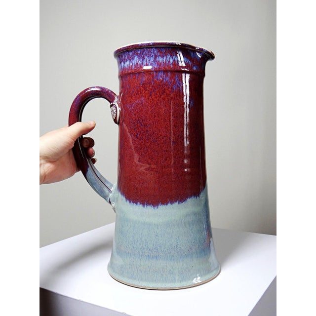 Large Flamed Oxblood Glazed Stoneware Art Jug by Michel Goldstyn for Lévéjac, 1990s For Sale - Image 3 of 15