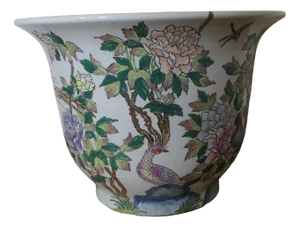 Vintage Chinese Famille Verte Fish Bowl, 1920s