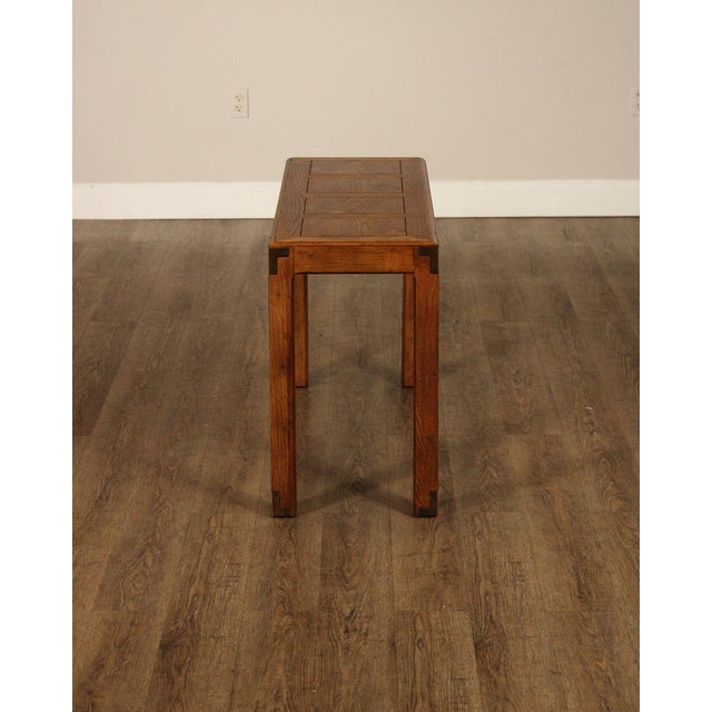 Henredon Artefacts Campaign Style Oak Console Table For Sale - Image 14 of 18
