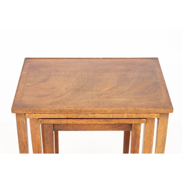 Traditional Federal Style Walnut Nesting Tables, 3 For Sale - Image 3 of 10