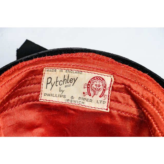 English Vintage Black Velvet Horse Riding Helmet Equestrian Decorative Home Decor Prop For Sale - Image 10 of 11