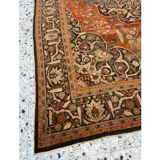 Middle Eastern Hand-Knotted Wool Rug, 1890s For Sale - Image 9 of 15