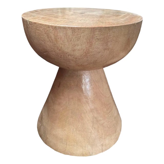 Sculptural Bleached Mango Wood Side Table, Organic Modern Design For Sale