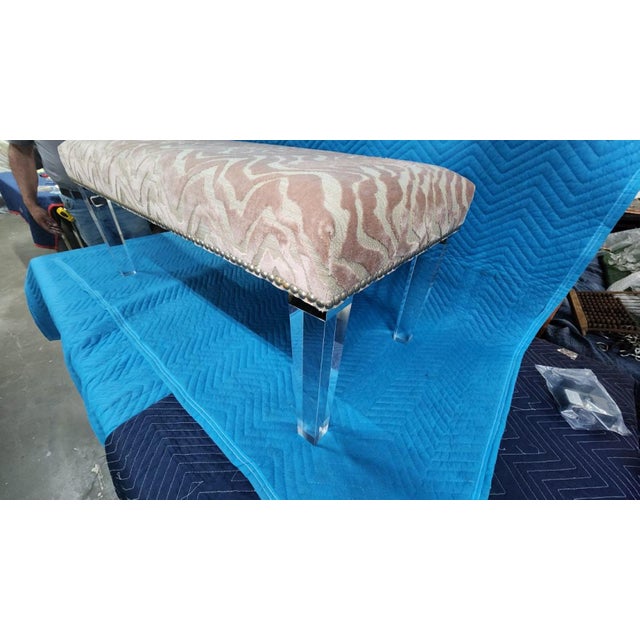 1990s 1990s Massoud Pink Bench With Acrylic Legs For Sale - Image 5 of 7