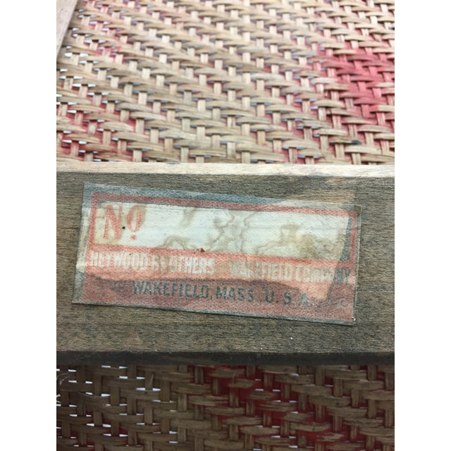 Brick Red Heywood Wakefield Late 19th Century Vintage American Cane Chaise For Sale - Image 8 of 12