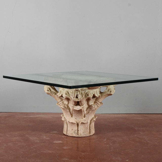White Stone Capital Coffee Table with Large Thick Glass Top For Sale - Image 15 of 18