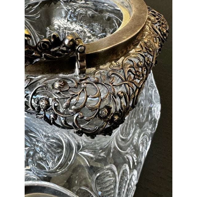 William Comyns & Sons Intaglio Cut Glass & Silver Biscuit Jar 1900, London For Sale - Image 4 of 10