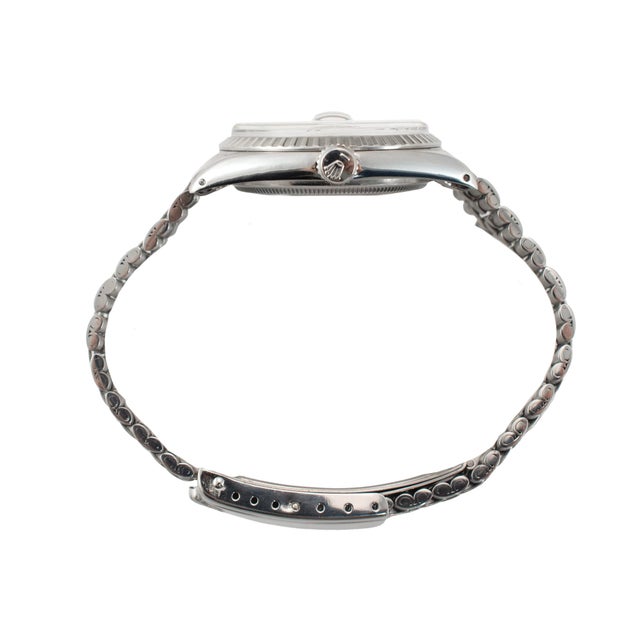 Metal Vintage 1967 Rolex Datejust 36mm 1603 Jubilee Fluted Stainless Steel Watch For Sale - Image 7 of 11