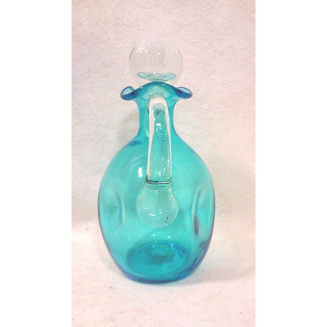 Mid-Century Modern Bischoff Turquoise Hand Crafted Decanter For Sale - Image 3 of 6