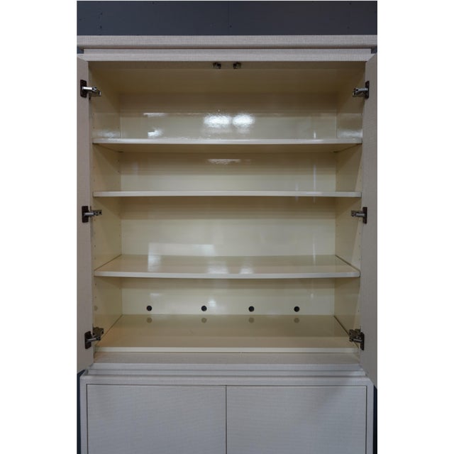 Wood Contemporary Painted Raffia-Clad Cabinet and Credenza Office Suit - Set of 2 For Sale - Image 7 of 12